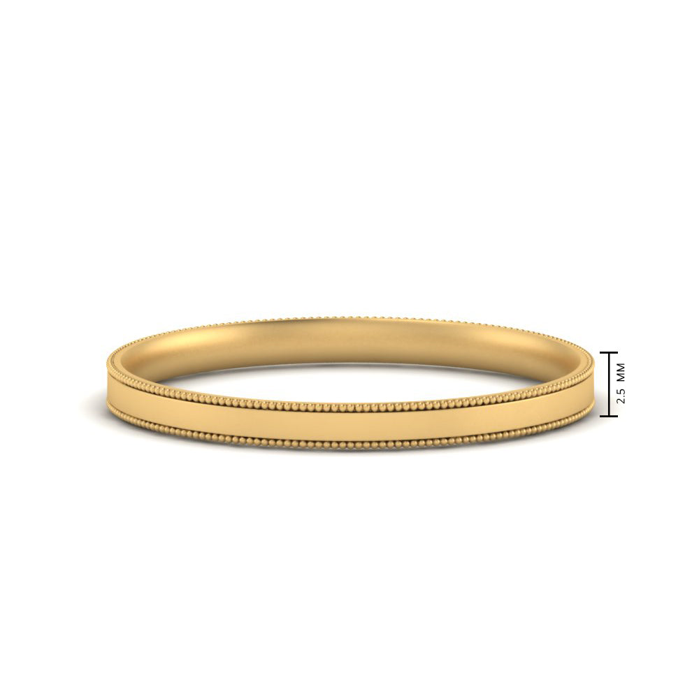 2.5 MM  Flat Stack Stepped Edge Comfort Fit Mens Wedding Band 14K Yellow Gold | Cuts & Carat