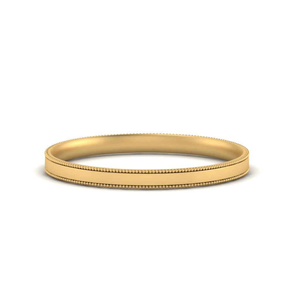 2.5 MM  Flat Stack Stepped Edge Comfort Fit Mens Wedding Band 14K Yellow Gold | Cuts & Carat