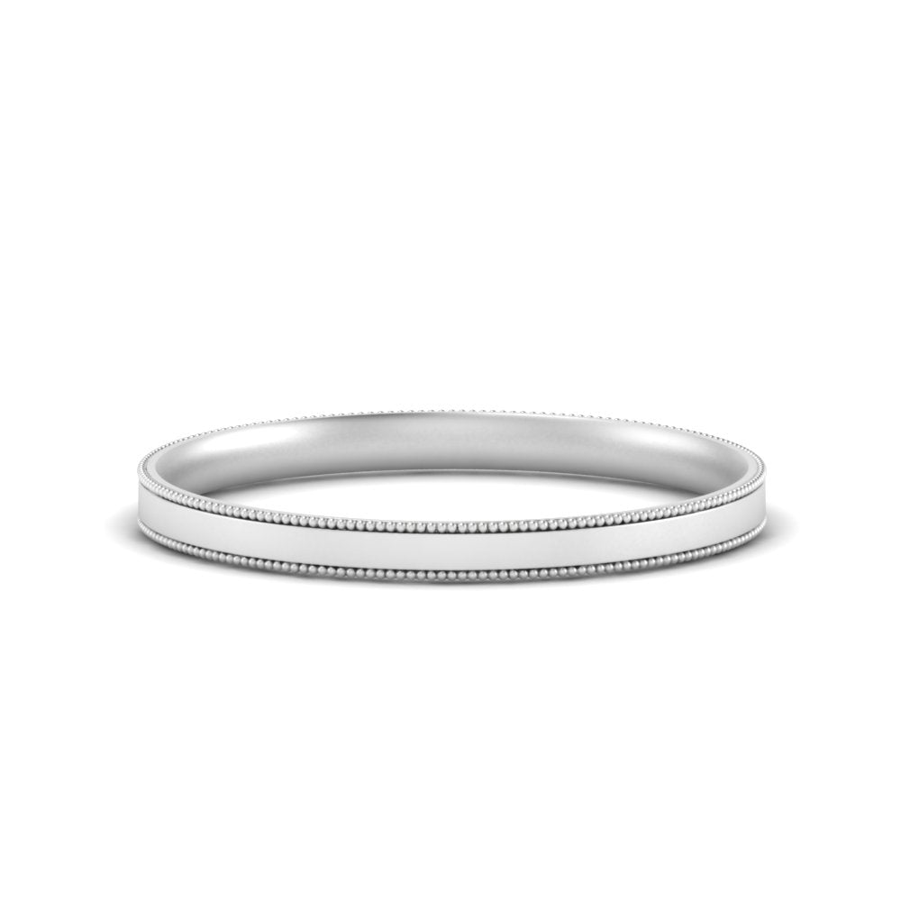 2.5 MM  Flat Stack Stepped Edge Comfort Fit Mens Wedding Band 14K White Gold | Cuts & Carat