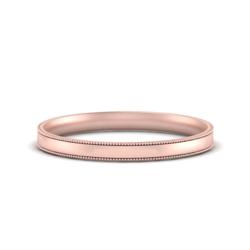 3 MM Flat Stack Stepped Edge Comfort Fit Mens Wedding Band 14K Rose Gold | Cuts & Carat