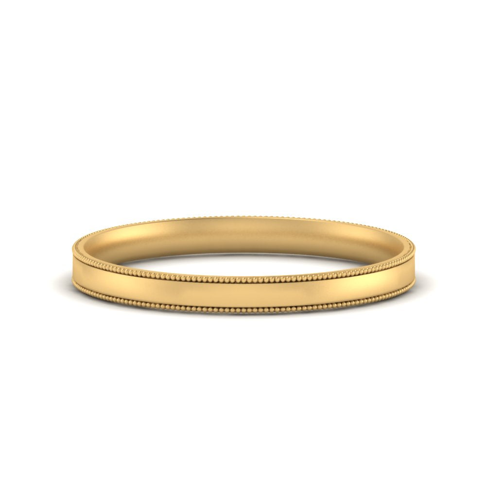 3 MM Flat Stack Stepped Edge Comfort Fit Mens Wedding Band 14K Yellow Gold | Cuts & Carat