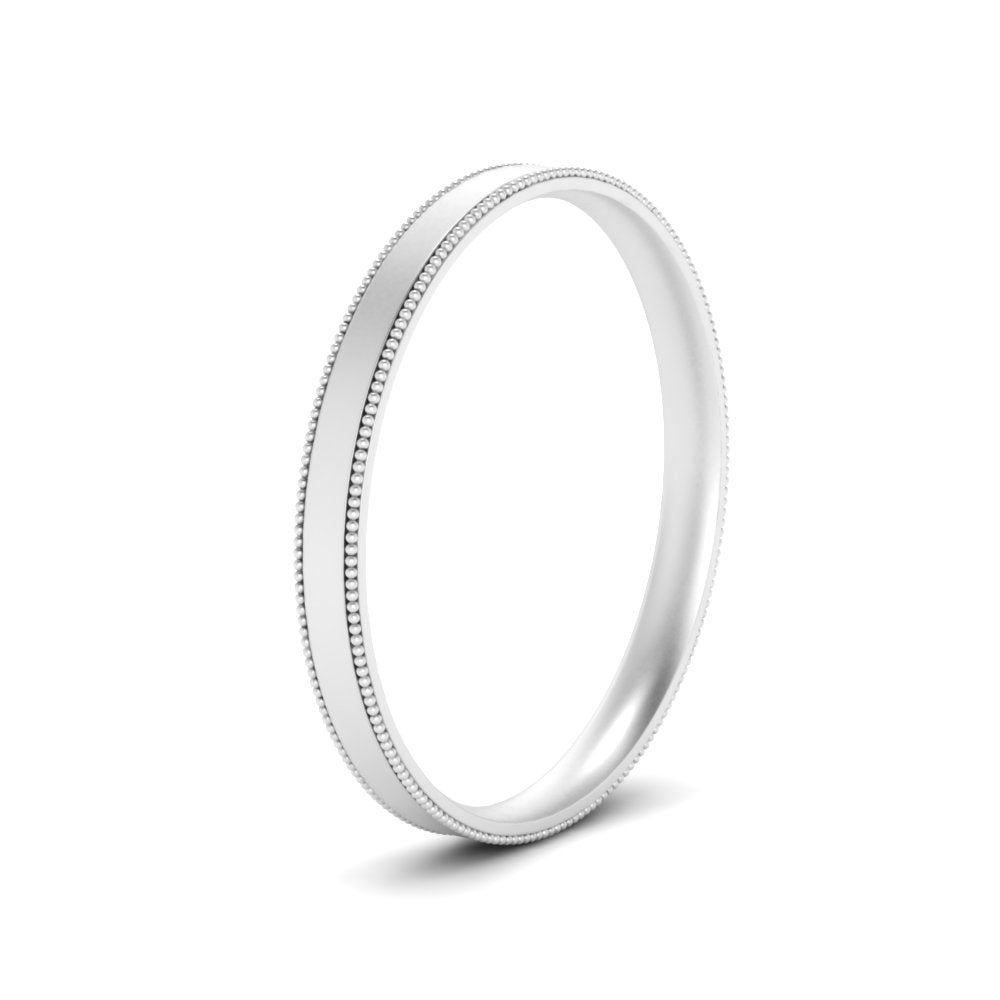 3 MM Flat Stack Stepped Edge Comfort Fit Mens Wedding Band 14K White Gold | Cuts & Carat