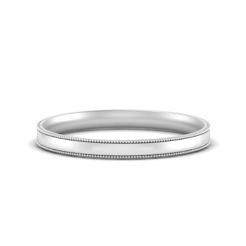 3 MM Flat Stack Stepped Edge Comfort Fit Mens Wedding Band 14K White Gold | Cuts & Carat