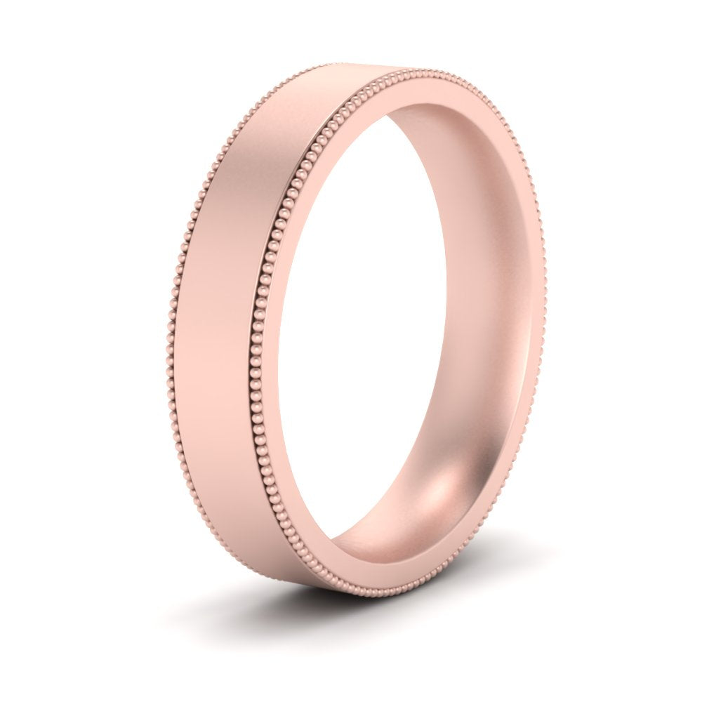 10 MM Flat Stack Stepped Edge Comfort Fit Mens Wedding Band 14K Rose Gold | Cuts & Carat