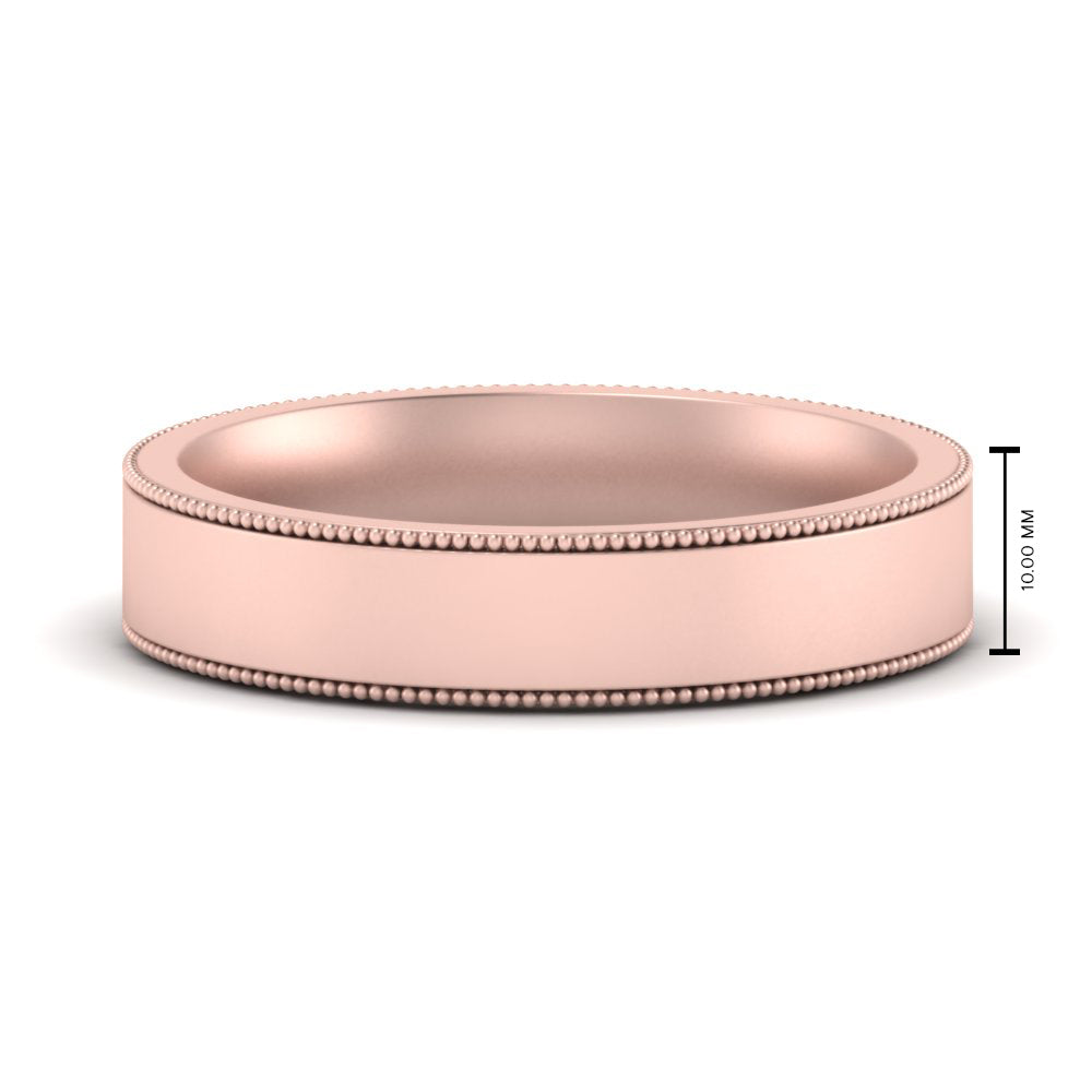 10 MM Flat Stack Stepped Edge Comfort Fit Mens Wedding Band 14K Rose Gold | Cuts & Carat