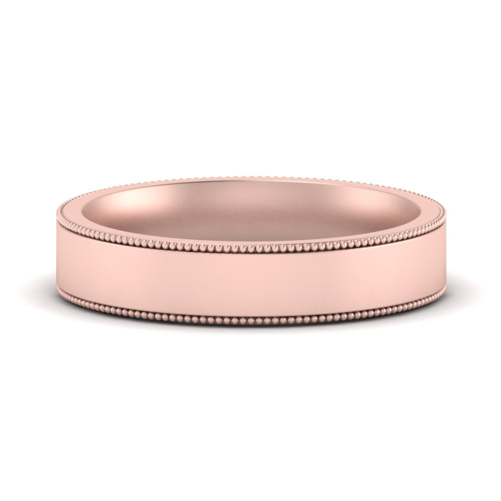 10 MM Flat Stack Stepped Edge Comfort Fit Mens Wedding Band 14K Rose Gold | Cuts & Carat