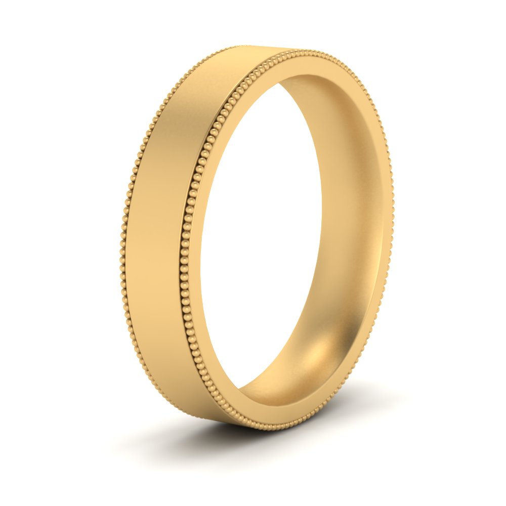 10 MM Flat Stack Stepped Edge Comfort Fit Mens Wedding Band 14K Yellow Gold | Cuts & Carat