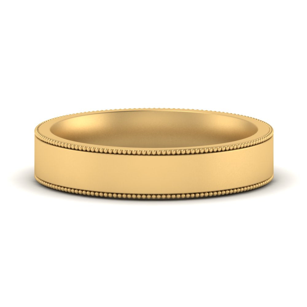 10 MM Flat Stack Stepped Edge Comfort Fit Mens Wedding Band 14K Yellow Gold | Cuts & Carat