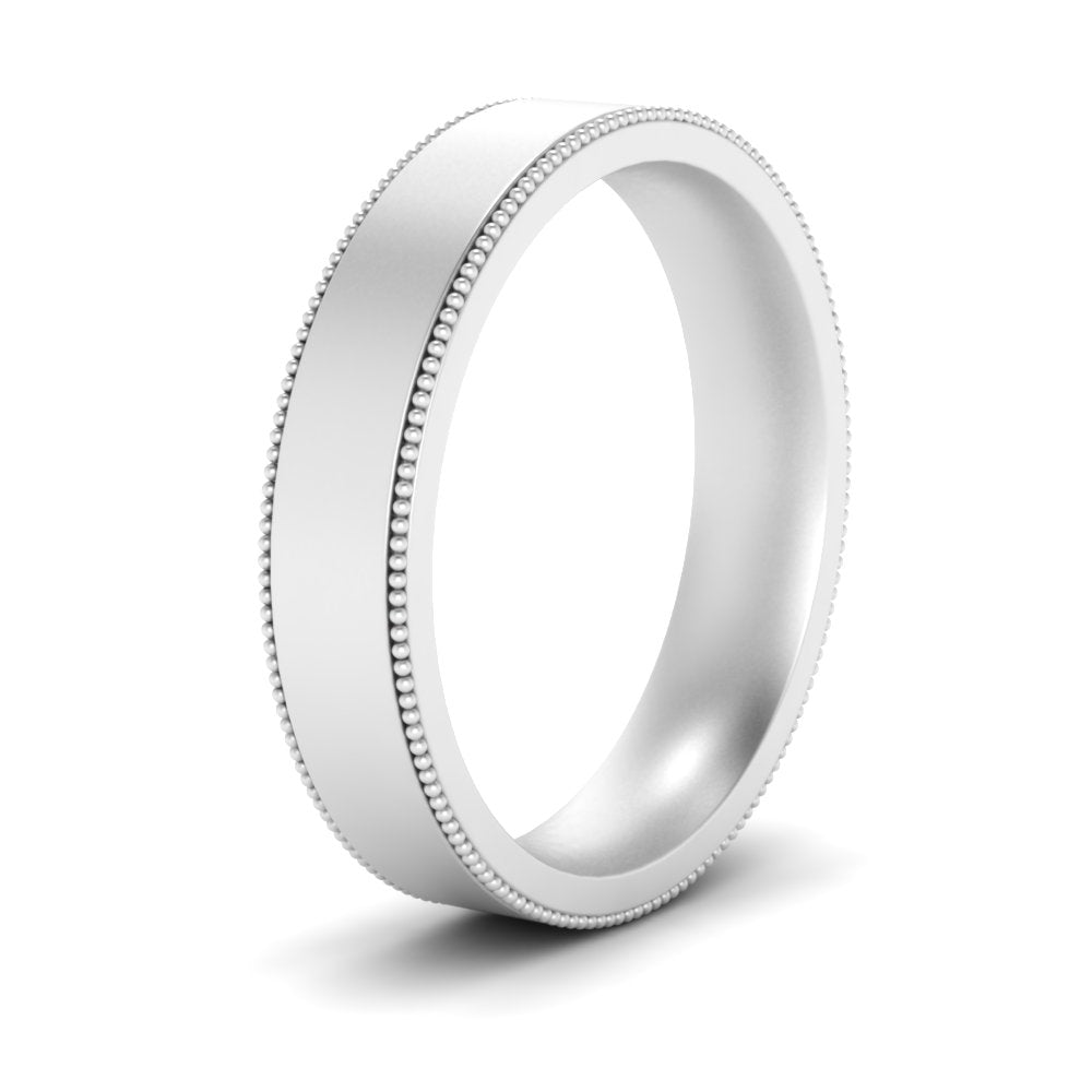 10 MM Flat Stack Stepped Edge Comfort Fit Mens Wedding Band 14K White Gold | Cuts & Carat