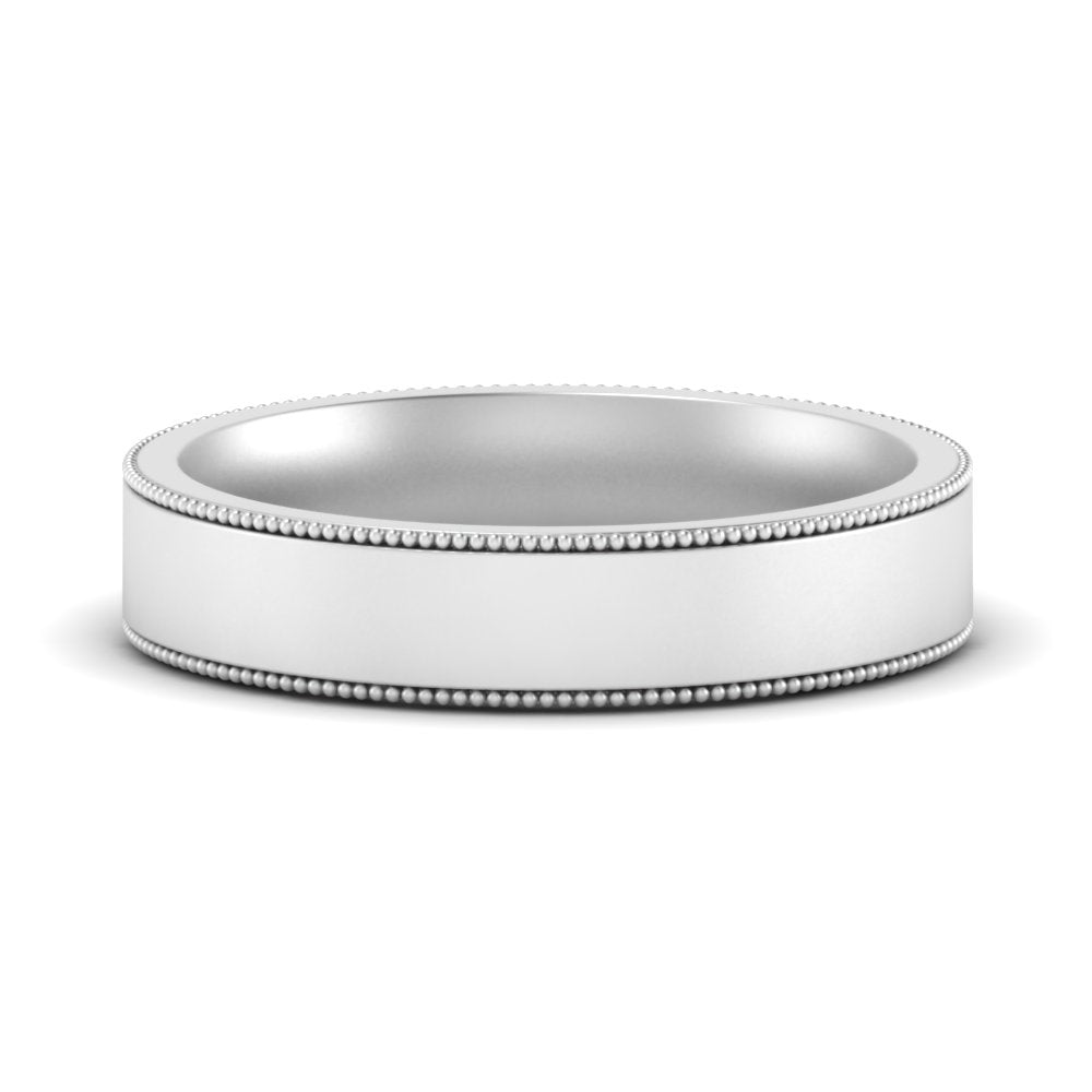 10 MM Flat Stack Stepped Edge Comfort Fit Mens Wedding Band 14K White Gold | Cuts & Carat