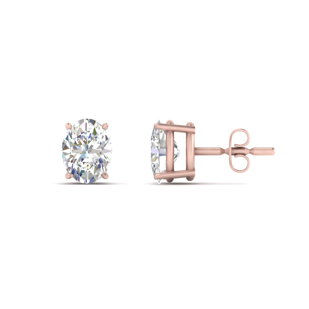 1/2 To 5 Ctw Oval Basket Prong Lab Diamond Stud Earring 14K Gold