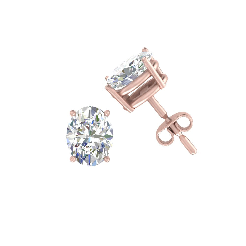 1/2 To 5 Ctw Oval Basket Prong Lab Diamond Stud Earring 14K Gold