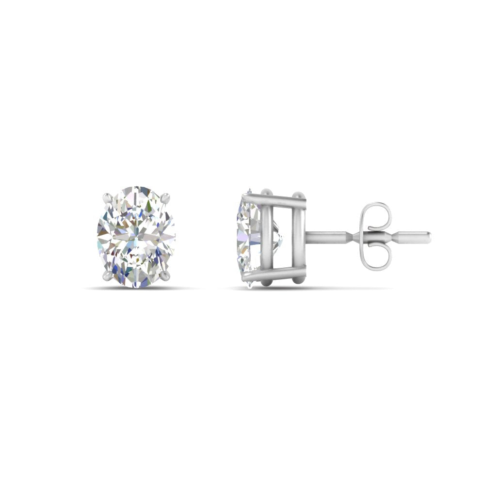 1/2 To 5 Ctw Oval Basket Prong Lab Diamond Stud Earring 14K Gold