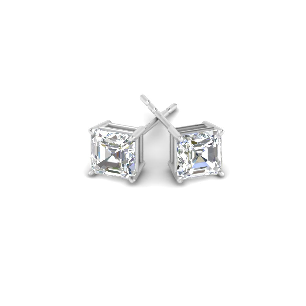 1/2-5 Carat Asscher Cut Lab Created Diamond Stud Earring 14K Gold