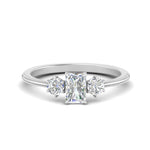 Load image into Gallery viewer, 14K Gold Radiant &amp; Round Cut Diamond 3 Stone Engagement Ring
