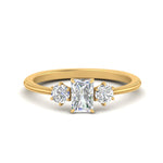 Load image into Gallery viewer, 14K Gold Radiant &amp; Round Cut Diamond 3 Stone Engagement Ring
