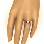 Load image into Gallery viewer, 14K Gold Radiant &amp; Round Cut Diamond 3 Stone Engagement Ring
