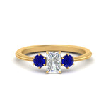 Load image into Gallery viewer, 14K Gold Radiant &amp; Round Cut Diamond 3 Stone Engagement Ring
