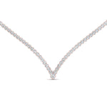 Load image into Gallery viewer, 11 Carat Tennis V Shaped Lab Created Diamond Necklace For Women 14K Gold
