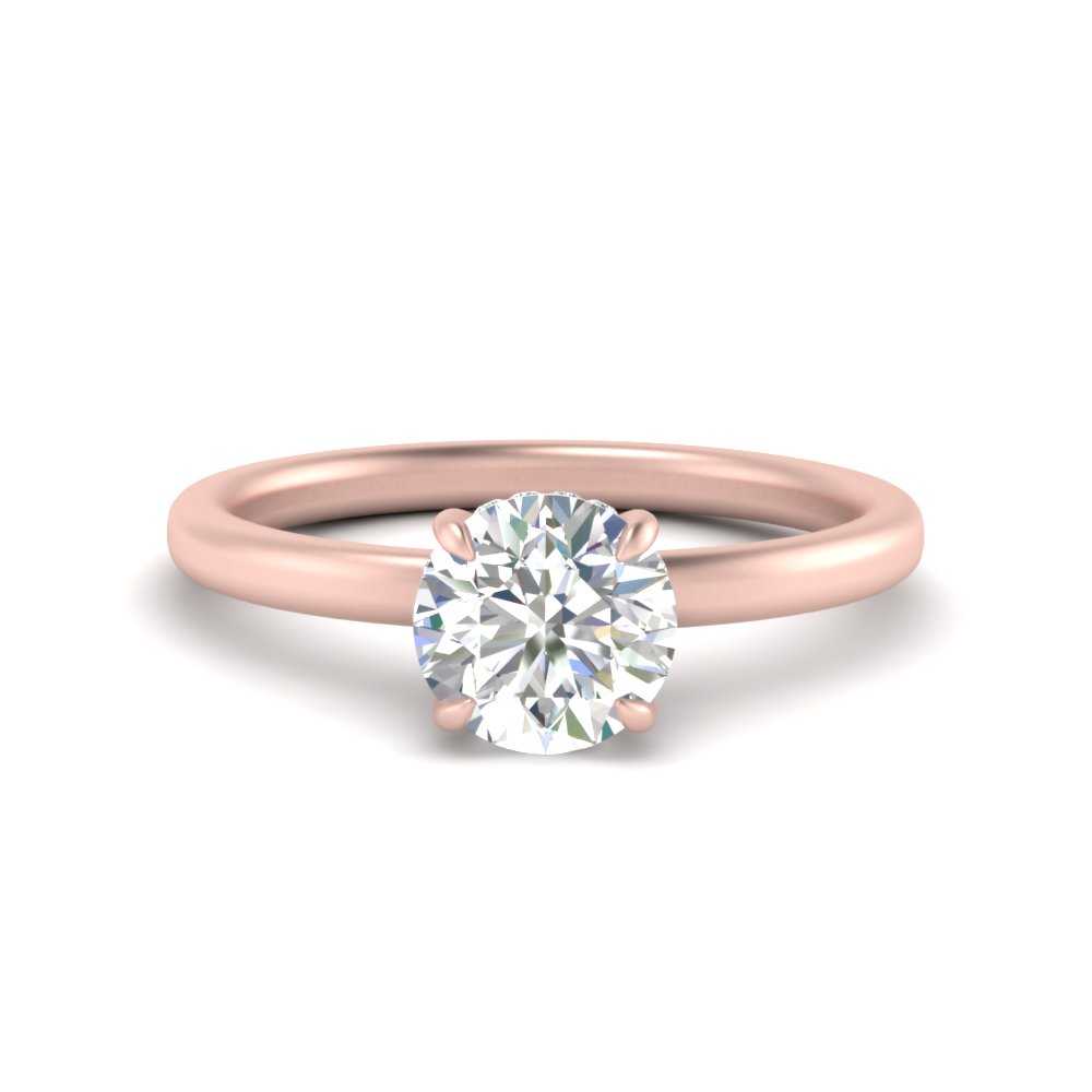 Thin Gold Band Lab Diamond Halo Engagement Ring 14K Gold