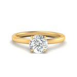 Load image into Gallery viewer, Thin Gold Band Lab Diamond Halo Engagement Ring 14K Gold
