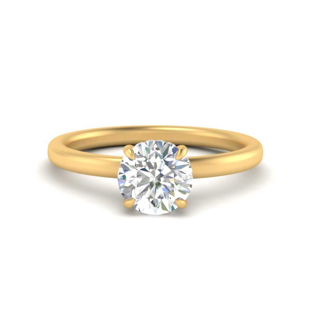 Thin Gold Band Lab Diamond Halo Engagement Ring 14K Gold