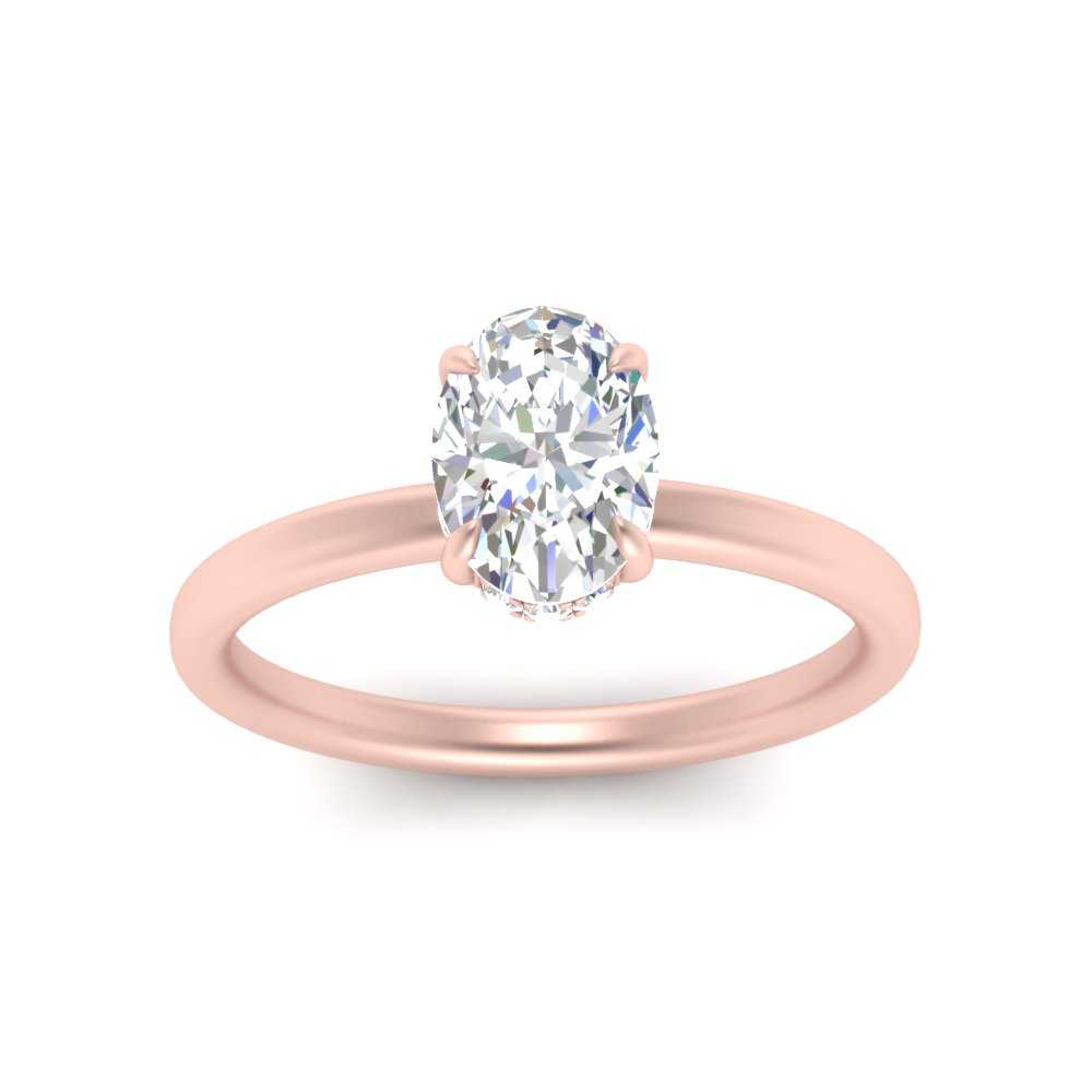 Thin Gold Band Lab Diamond Halo Engagement Ring 14K Gold