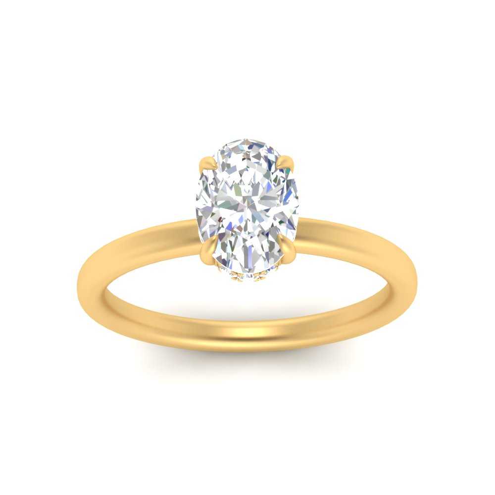 Thin Gold Band Lab Diamond Halo Engagement Ring 14K Gold