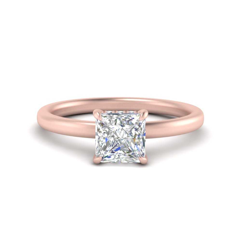 Thin Gold Band Lab Diamond Halo Engagement Ring 14K Gold