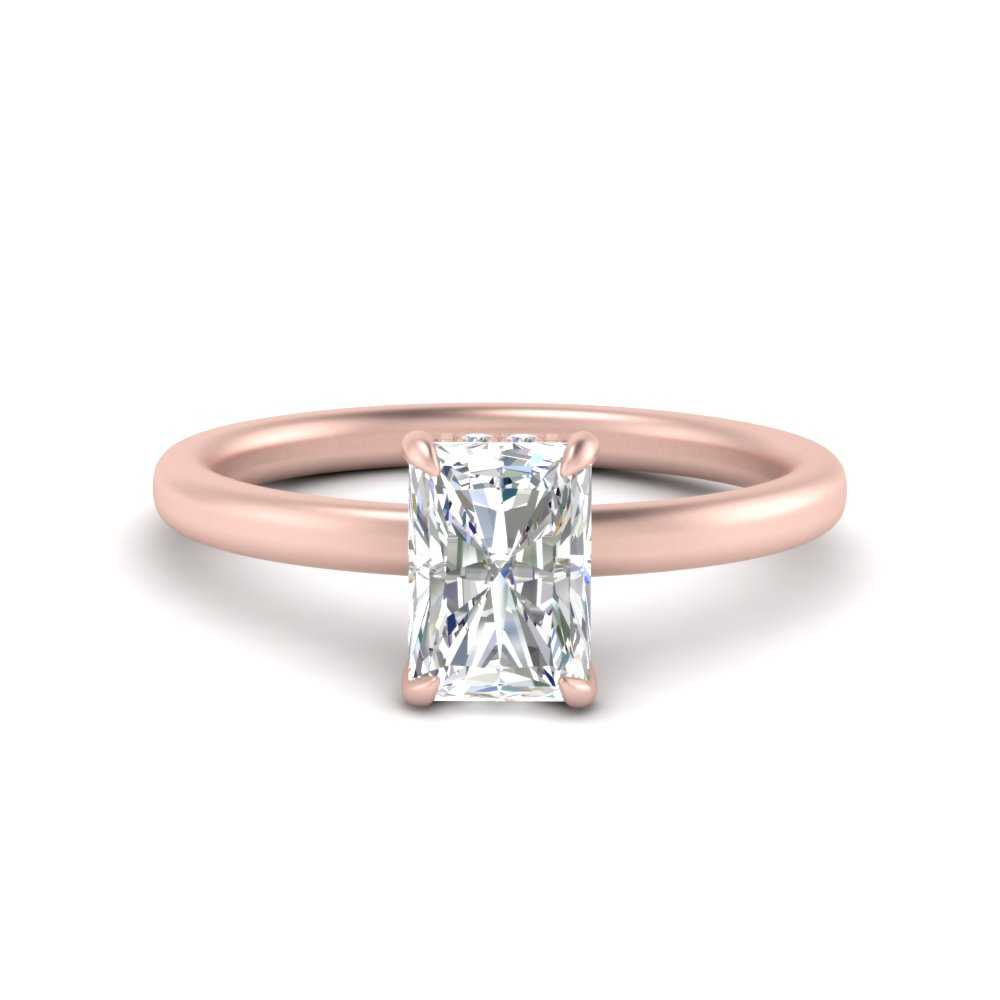 Thin Gold Band Lab Diamond Halo Engagement Ring 14K Gold