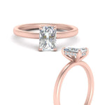 Load image into Gallery viewer, Thin Gold Band Lab Diamond Halo Engagement Ring 14K Gold
