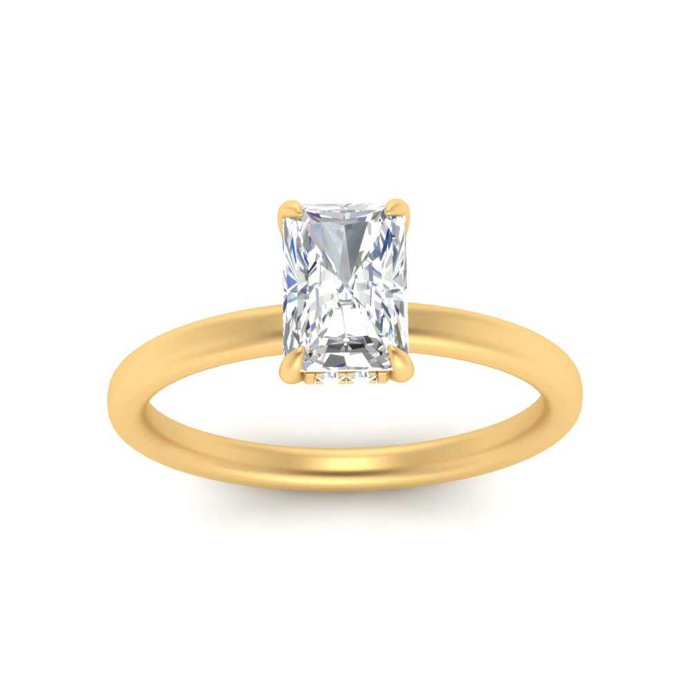 Thin Gold Band Lab Diamond Halo Engagement Ring 14K Gold