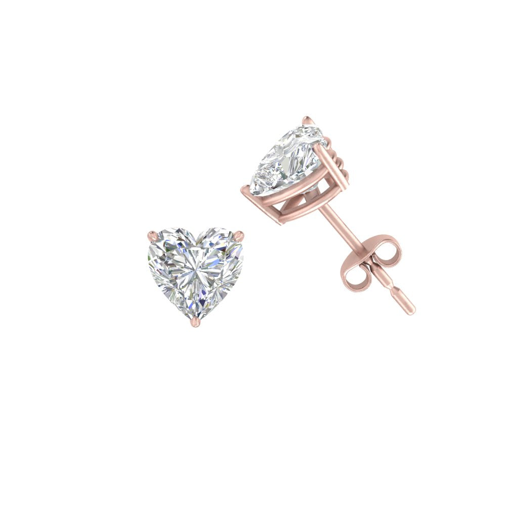 1/2 To 4 Carat Heart Shaped Lab Created Diamond Stud Earring 14K Gold