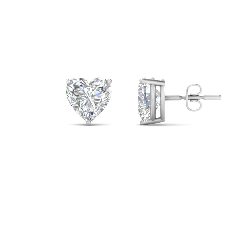 1/2 To 4 Carat Heart Shaped Lab Created Diamond Stud Earring 14K Gold