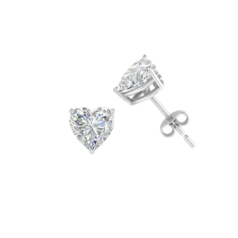 1/2 To 4 Carat Heart Shaped Lab Created Diamond Stud Earring 14K Gold