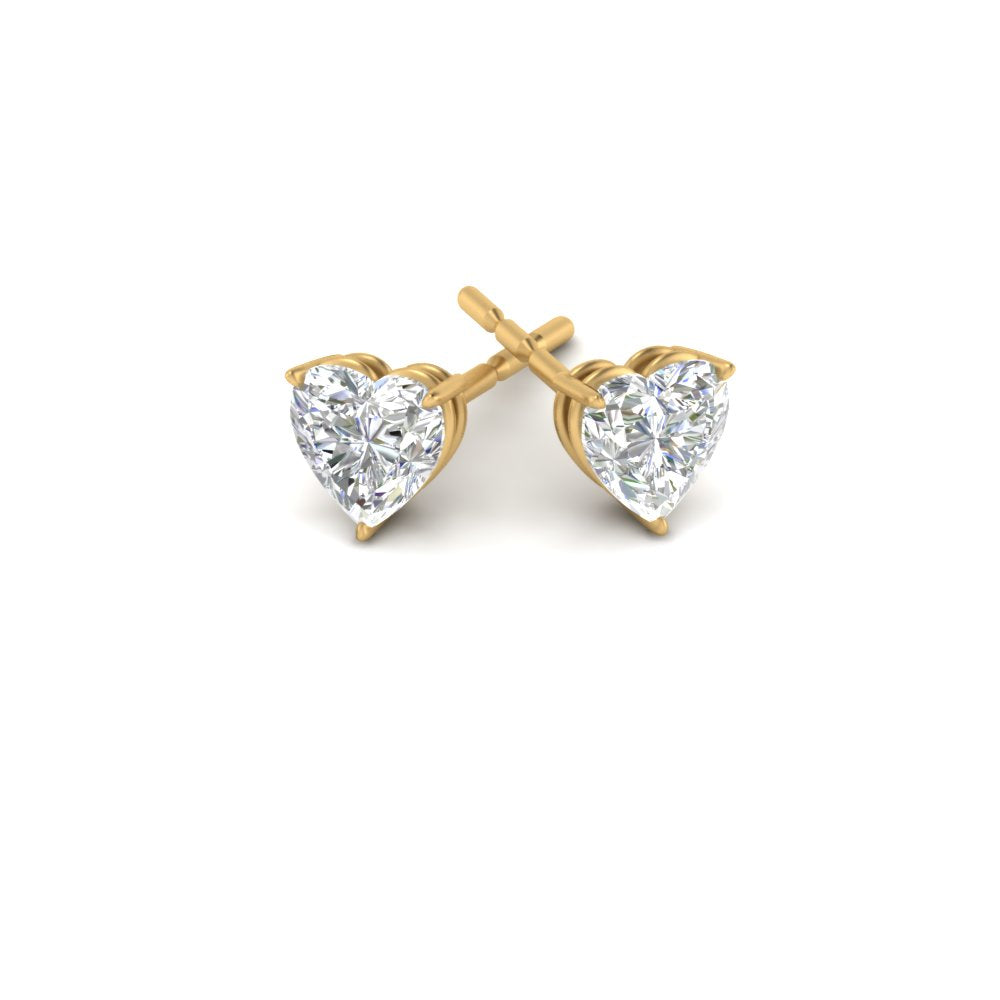 1/2 To 4 Carat Heart Shaped Lab Created Diamond Stud Earring 14K Gold