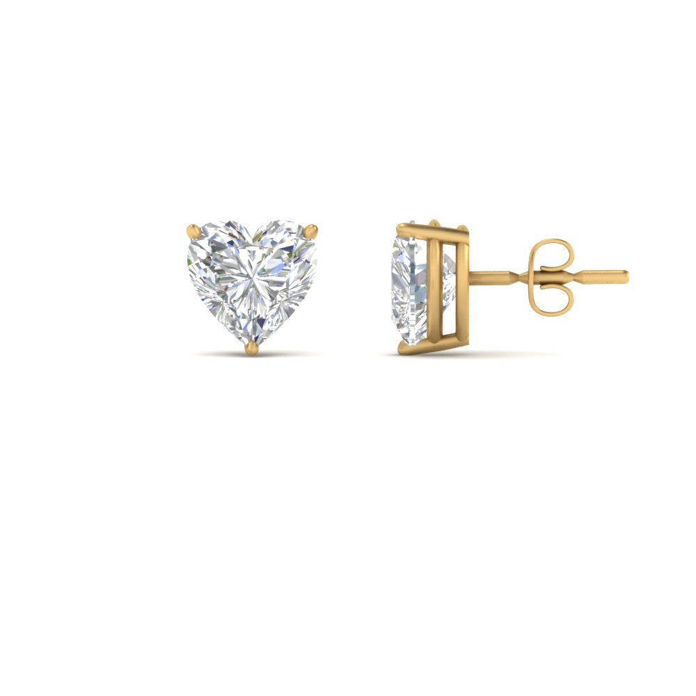 1/2 To 4 Carat Heart Shaped Lab Created Diamond Stud Earring 14K Gold