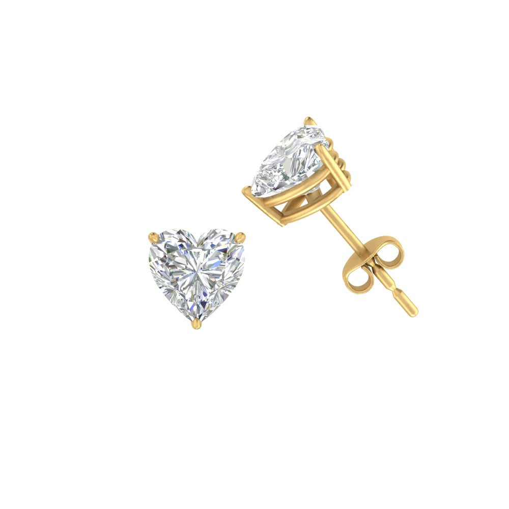 1/2 To 4 Carat Heart Shaped Lab Created Diamond Stud Earring 14K Gold