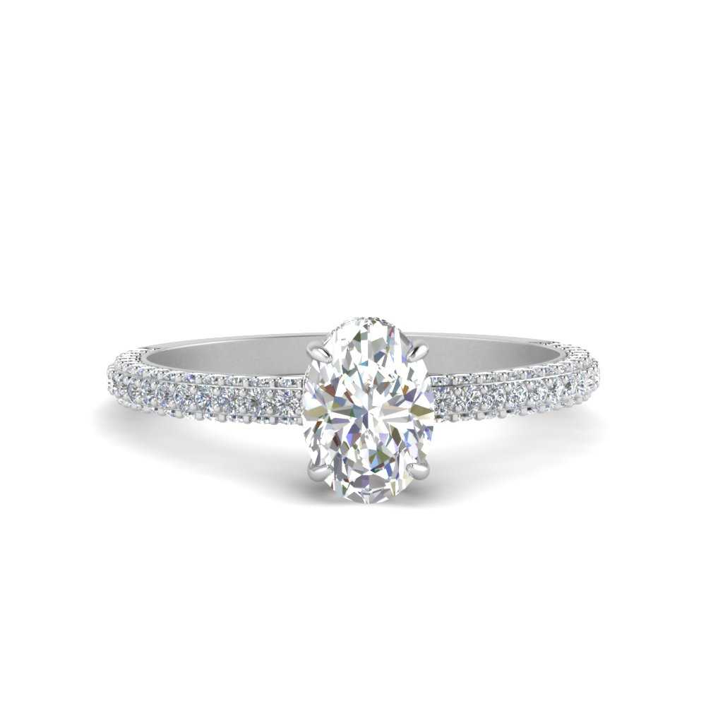 3 Carat Oval Lab Diamond Three Row Engagement Ring