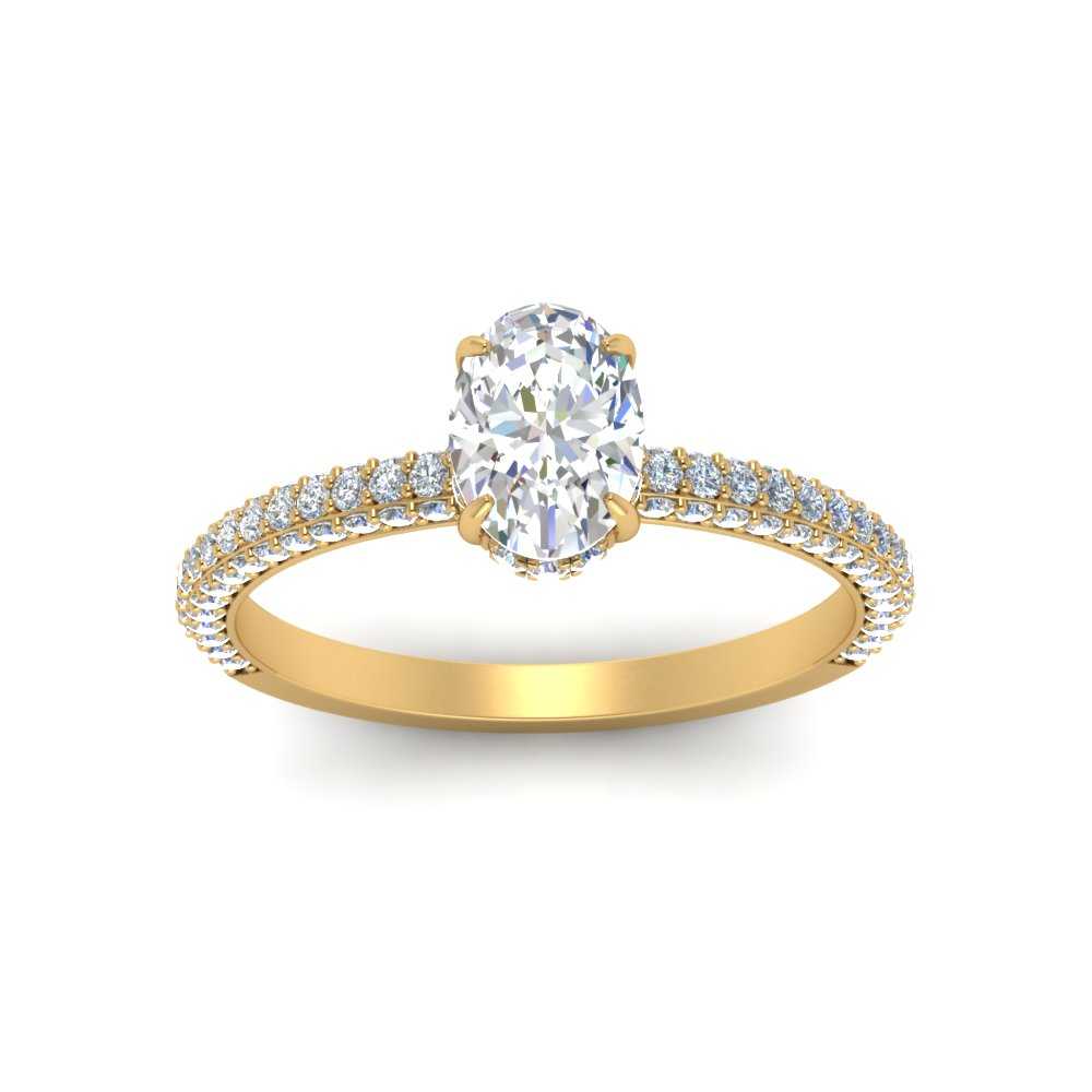 3 Carat Oval Lab Diamond Three Row Engagement Ring