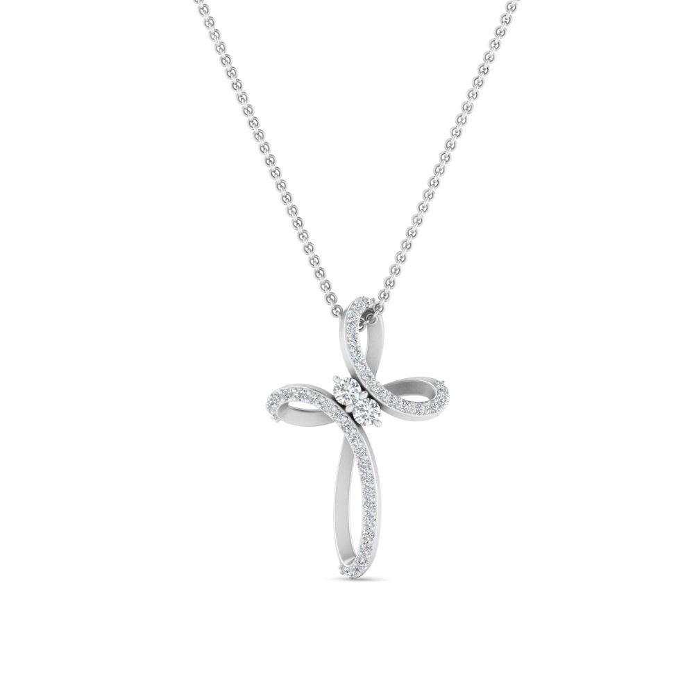 1/4 Carat Twisted Cross Pendant With Lab Diamond