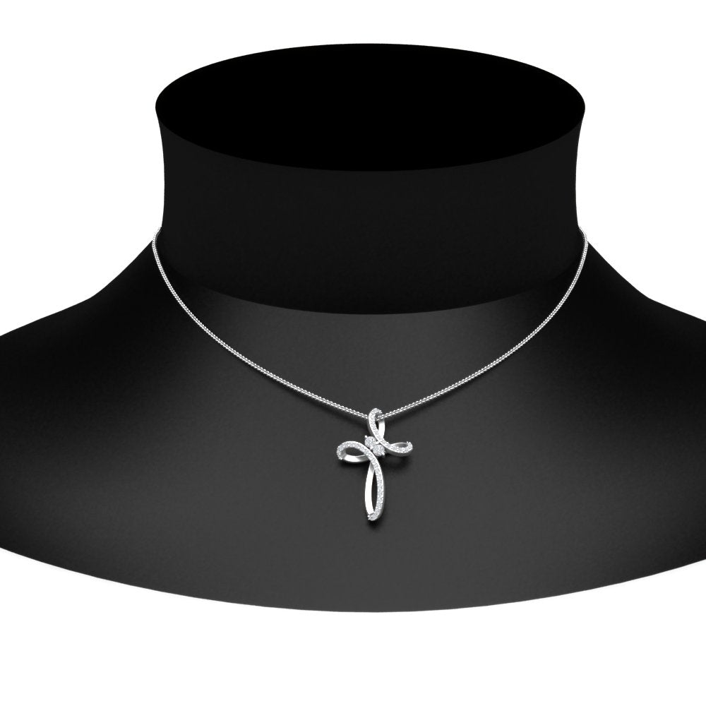 1/4 Carat Twisted Cross Pendant With Lab Diamond