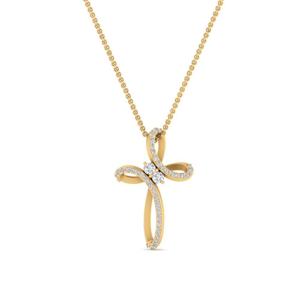 1/4 Carat Twisted Cross Pendant With Lab Diamond