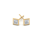 Load image into Gallery viewer, 0.50 To 5 Carat Lab Diamond Square Stud Bezel Set Earring For Women 14K Gold
