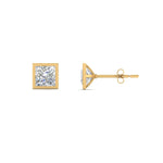 Load image into Gallery viewer, 0.50 To 5 Carat Lab Diamond Square Stud Bezel Set Earring For Women 14K Gold
