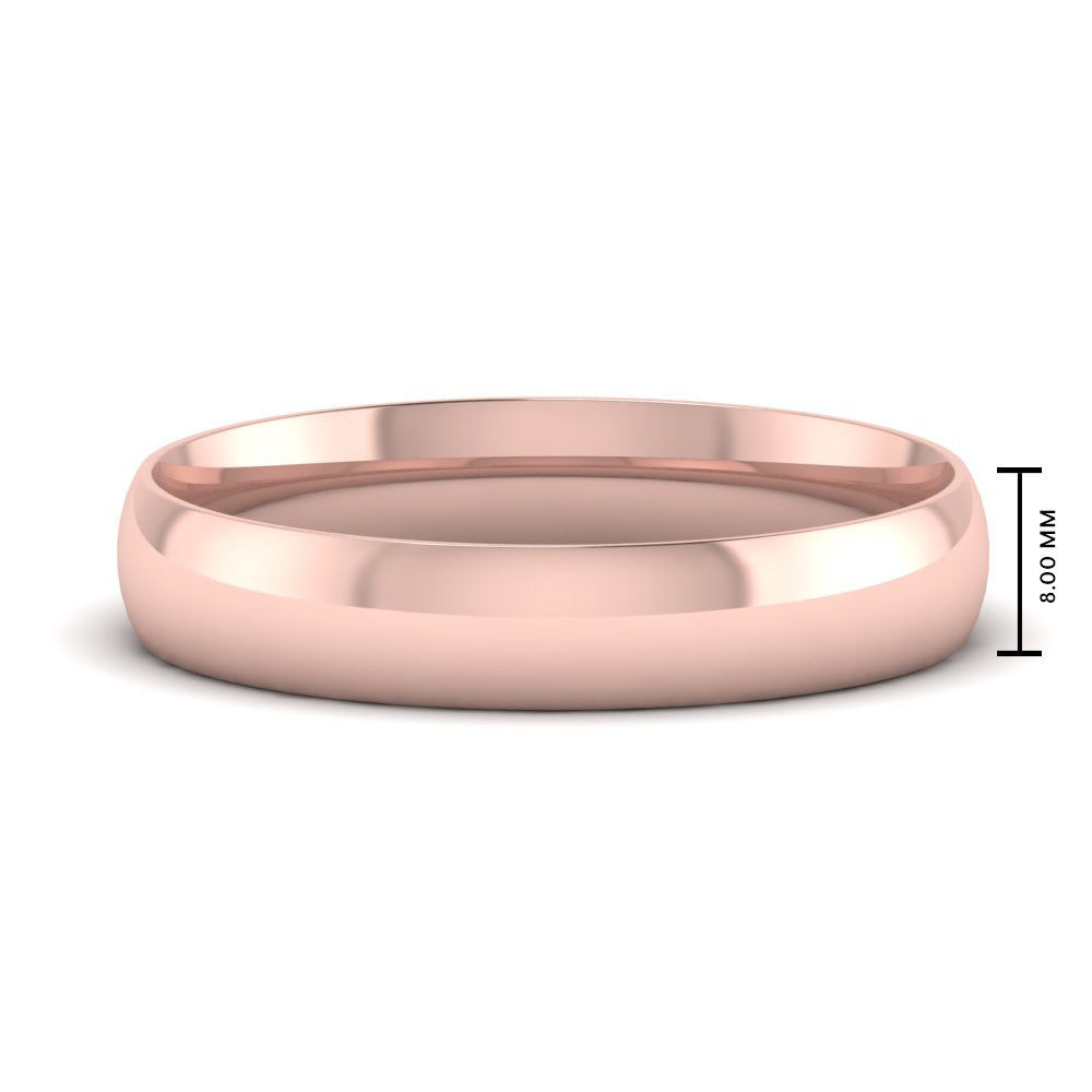 8 MM Classic Comfort Mens Wedding Band In 14k Rose Gold | Cuts & Carat