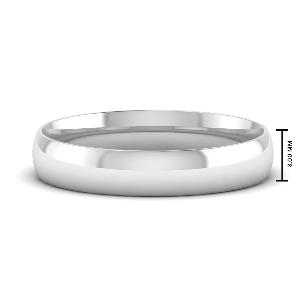 8 MM Classic Comfort Mens Wedding Band In 14k White Gold | Cuts & Carat