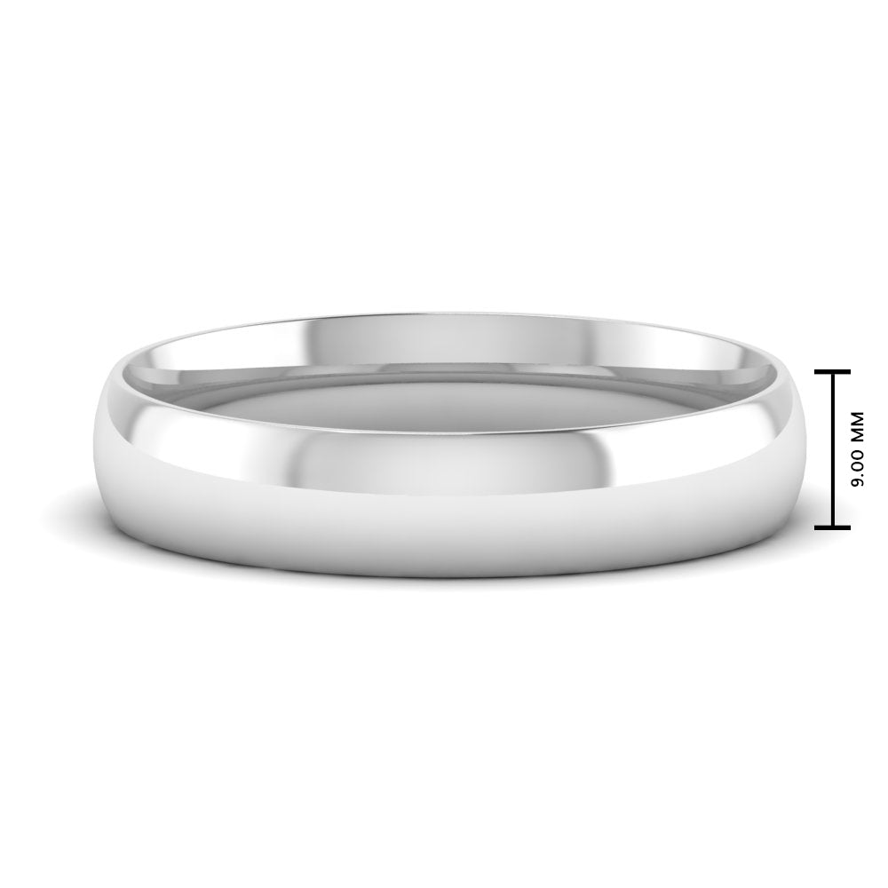 9 MM Classic Comfort Mens Wedding Band In 14k White Gold | Cuts & Carat