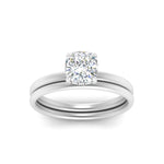 Load image into Gallery viewer, 0.50 To 5 Carat Lab Diamond Delicate Thin Setting Hidden Halo Bridal Set 14K Gold
