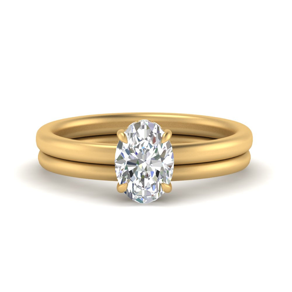 0.50 To 5 Carat Delicate Thin Setting Hidden Lab Halo Bridal Set 14K Gold